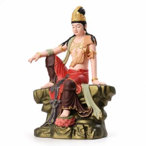 Painted Guan Yin Bodhisattva Wood Figurine, approved main product view.