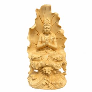 Lotus Guanyin Bodhisattva Wood Statue, approved main product view.