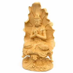 Lotus Guanyin Bodhisattva Wood Statue, approved main product view.
