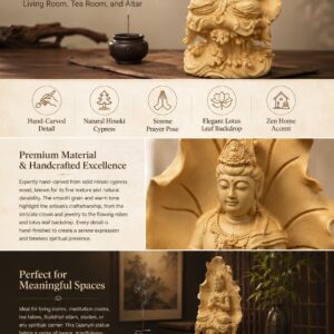 Lotus Guanyin Bodhisattva Wood Statue, approved main product view.