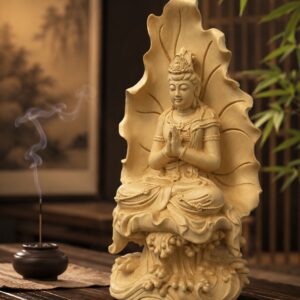 Lotus Guanyin Bodhisattva Wood Statue, approved main product view.