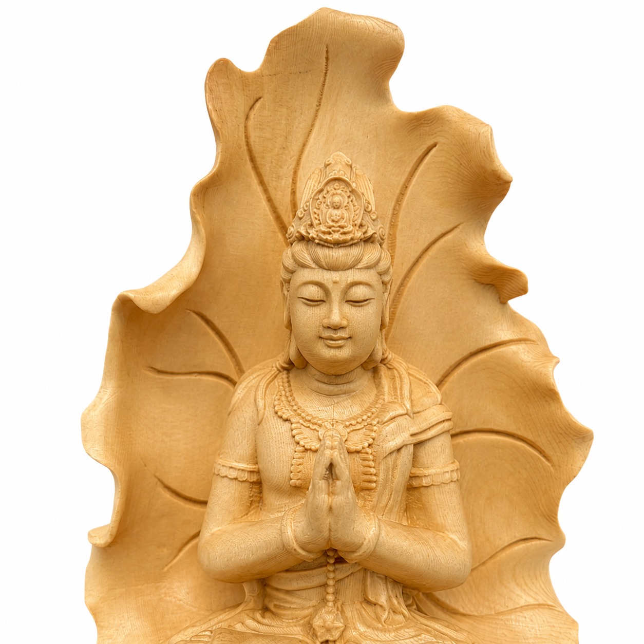 Lotus Guanyin Bodhisattva Wood Statue, approved main product view.