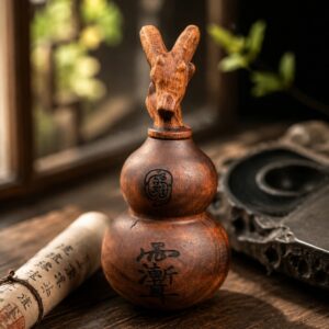 Dragon Head Gourd Ornament Wood Sculpture, approved main product view.
