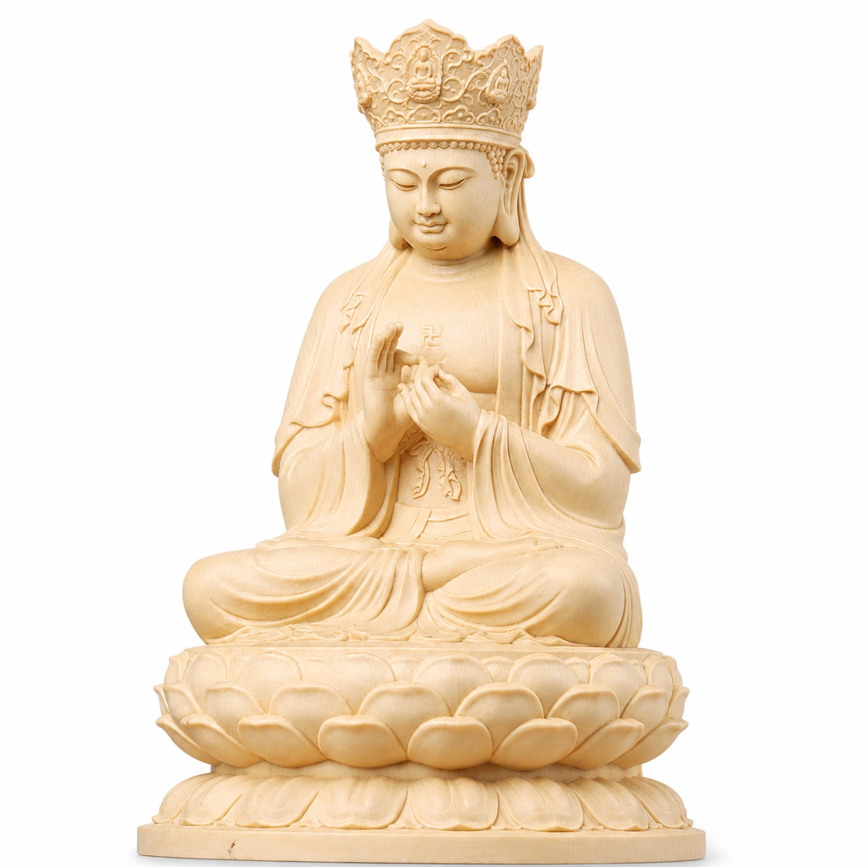 Vairocana Buddha Wood Statue, approved main product view.