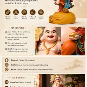 Buddha Wood Statue, approved detail product view.