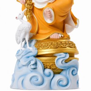 Laughing Buddha with Crane Wood Statue, approved main product view.