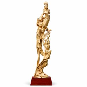 Dunhuang Flying Apsaras Lute Playing Lady Wood Statue, approved main product view.