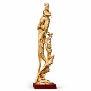 Dunhuang Flying Apsaras Lute Playing Lady Wood Statue, approved main product view.