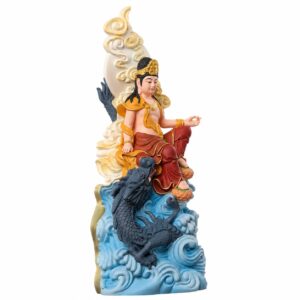 Guanyin Bodhisattva Riding Dragon Wood Statue, approved main product view.