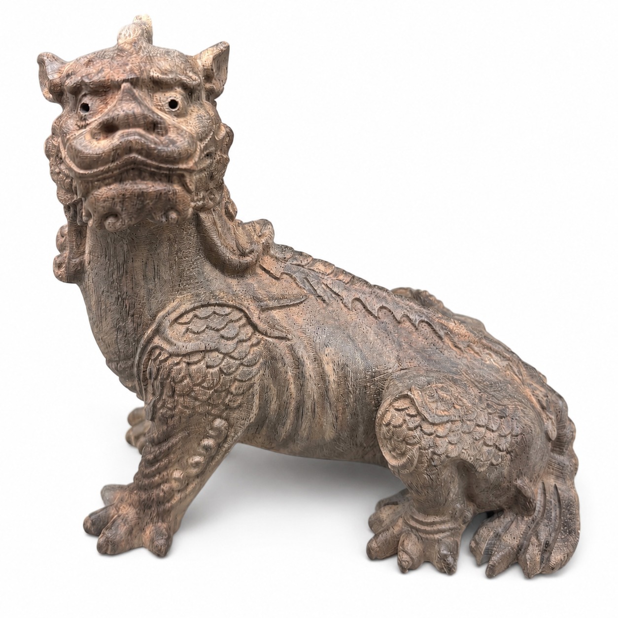 Di Ting Wood Statue Mythical Beast Figurine, approved main product view.