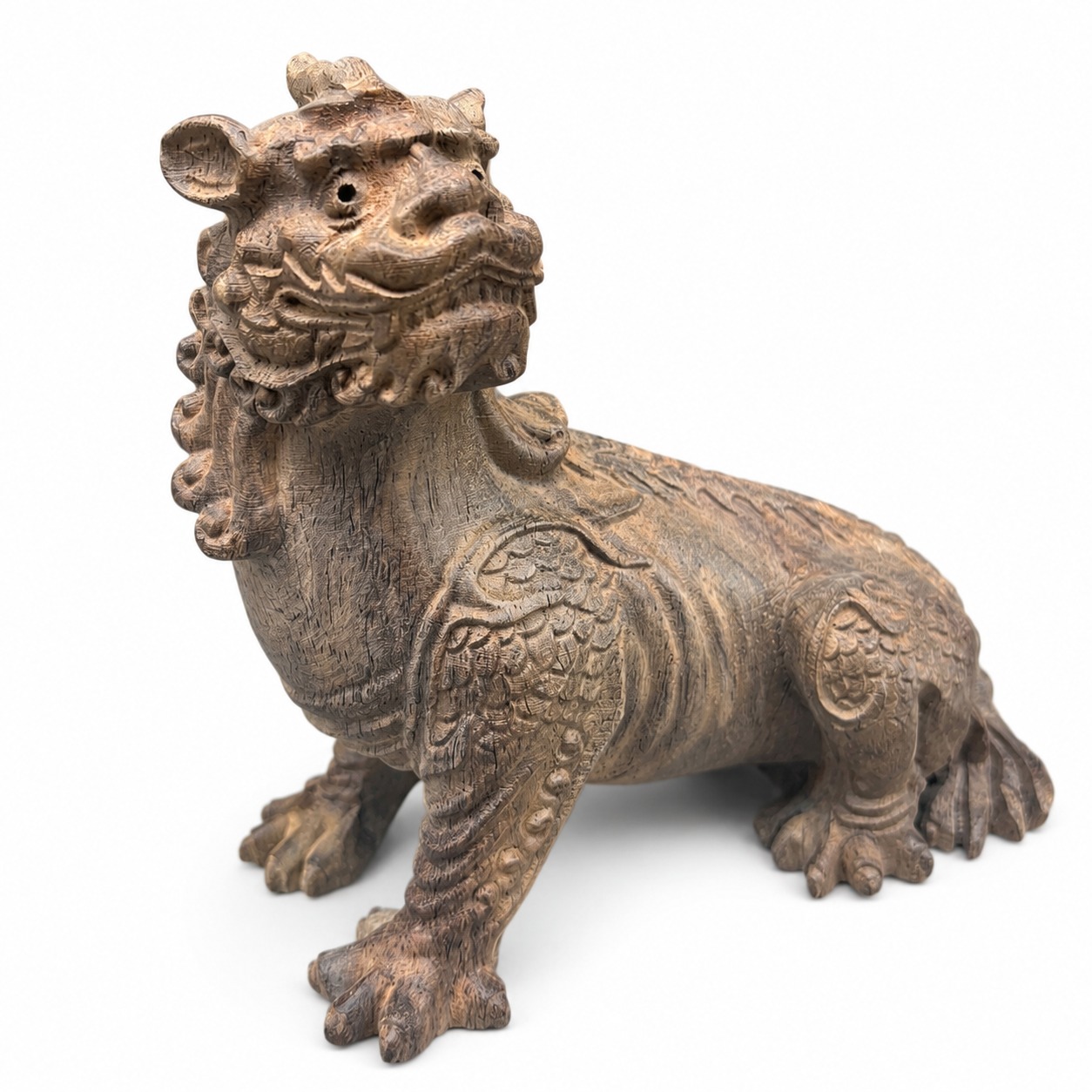 Di Ting Wood Statue Mythical Beast Figurine, approved main product view.