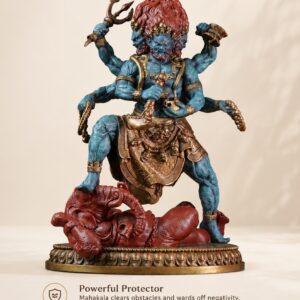 Six Armed Mahakala Brass Statue, approved detail product view.