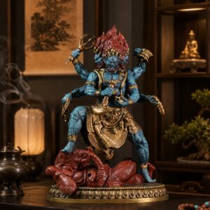 Six Armed Mahakala Brass Statue, approved scene product view.