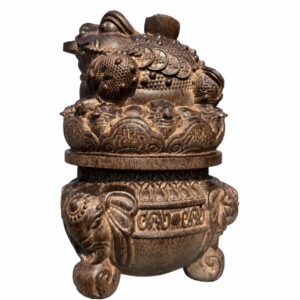 Three Legged Toad Basin Wood Sculpture, approved main product view.