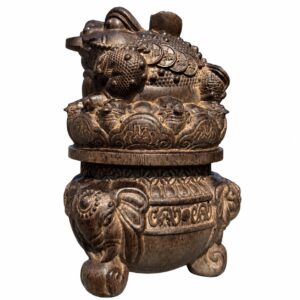 Three Legged Toad Basin Wood Sculpture, approved main product view.