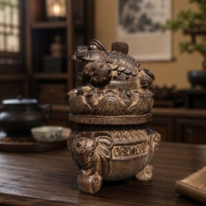 Three Legged Toad Basin Wood Sculpture, approved main product view.