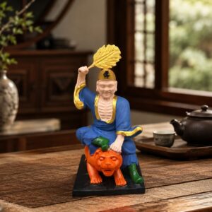 Painted Jigong Living Buddha Wood Statue, approved main product view.