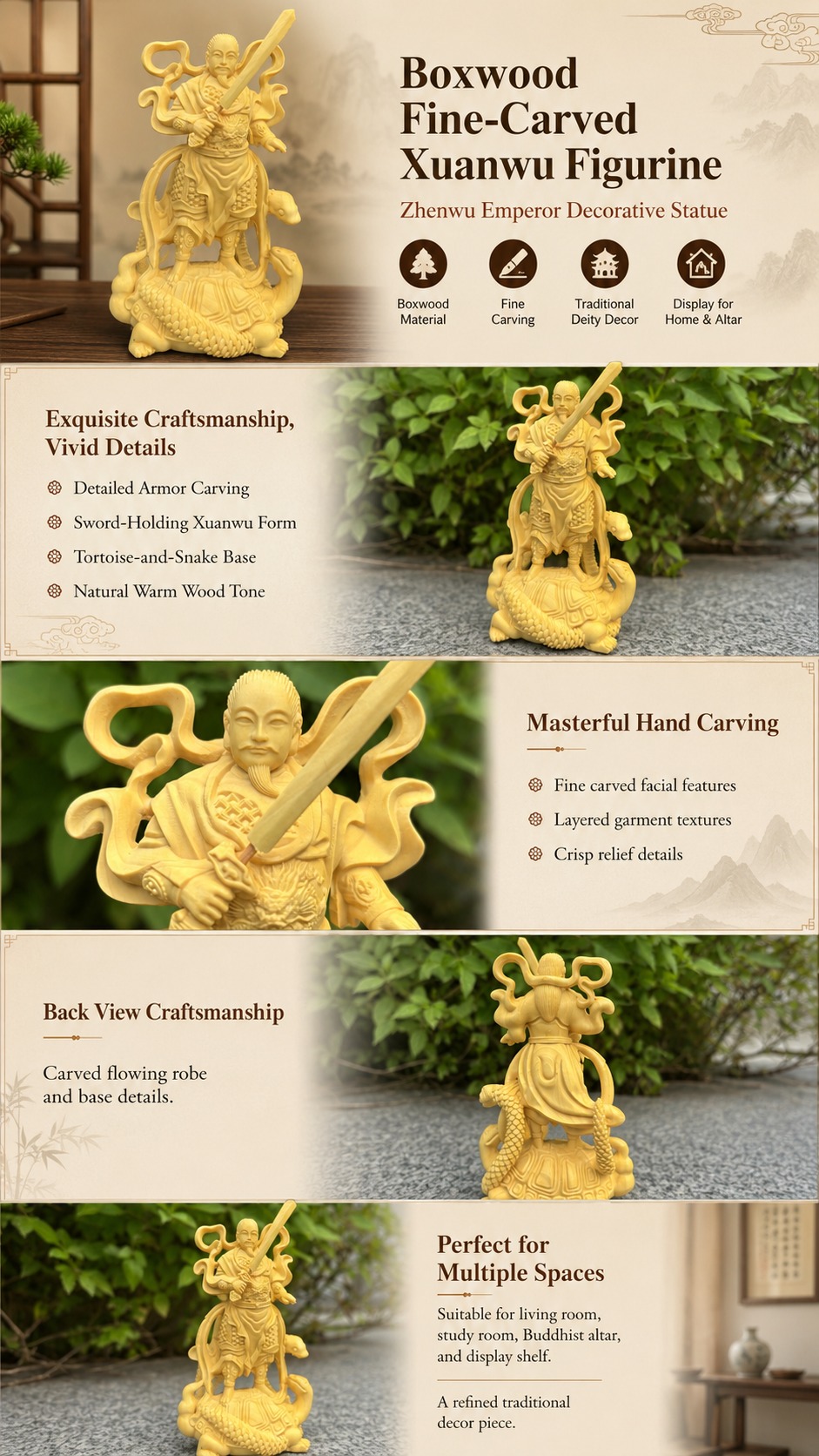 Xuantian Shangdi Zhenwu Wood Statue, approved main product view.