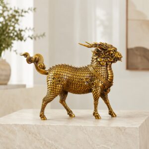Qilin Beast Brass Statue, approved hero product view.