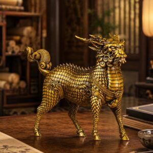 Qilin Beast Brass Statue, approved main product view.