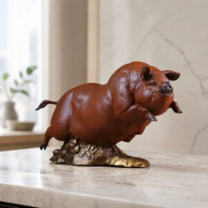 Charging Pig Brass Sculpture, approved hero product view.