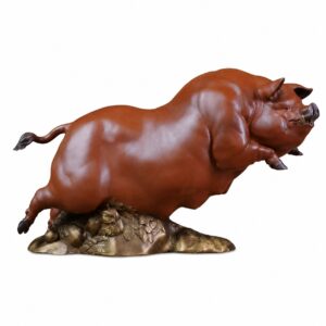 Charging Pig Brass Sculpture, approved main product view.