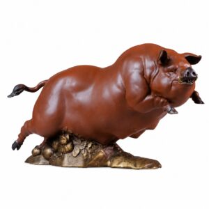 Charging Pig Brass Sculpture, approved main product view.