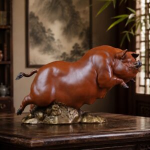 Charging Pig Brass Sculpture, approved main product view.