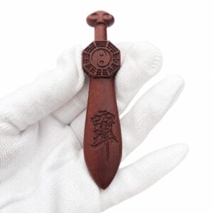 Sword Ornament Ziwei Charm Wood Sculpture, approved main product view.