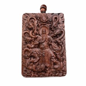 Guan Gong Nine Dragon Wood Pendant Amulet, approved main product view.