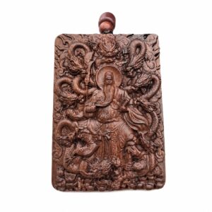 Guan Gong Nine Dragon Wood Pendant Amulet, approved main product view.
