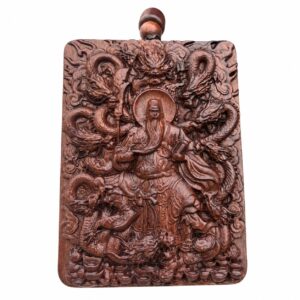 Guan Gong Nine Dragon Wood Pendant Amulet, approved main product view.