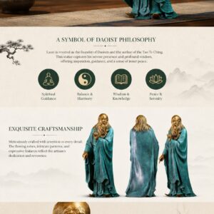 Laozi Bronze Statue, approved detail product view.