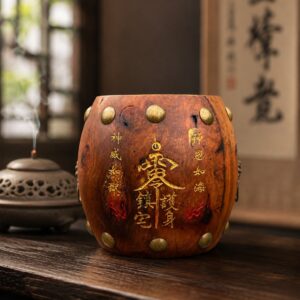Dharma Drum Ornament Desktop Wood Figurine, approved main product view.
