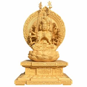 Eleven Faced Thousand Armed Bodhisattva Wood Statue, approved main product view.