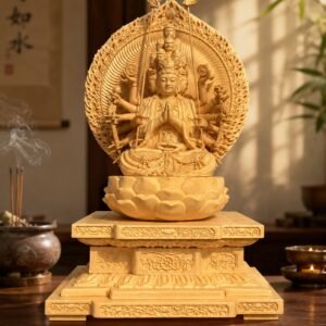 Eleven Faced Thousand Armed Bodhisattva Wood Statue, approved main product view.