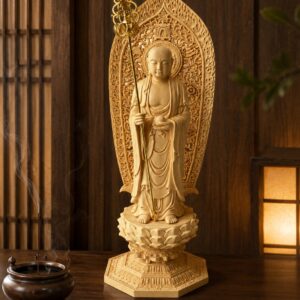 Ksitigarbha Bodhisattva Wood Statue, approved main product view.