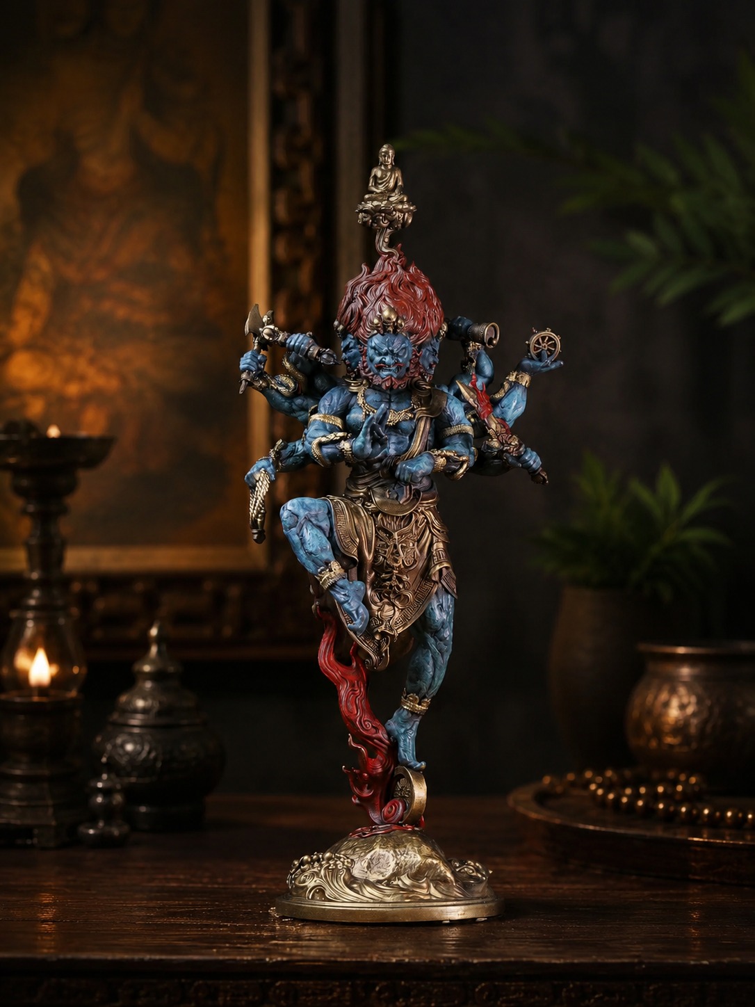 Ucchusma Vajrapani Brass Statue, approved scene product view.