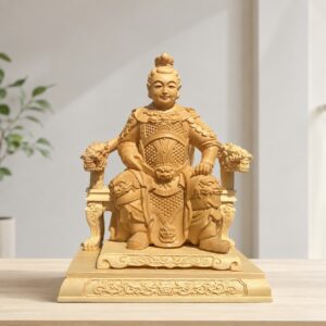 Nezha Wood Statue Third Prince Marshal Figurine, approved hero product view.
