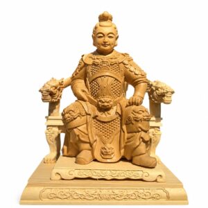 Nezha Wood Statue Third Prince Marshal Figurine, approved main product view.