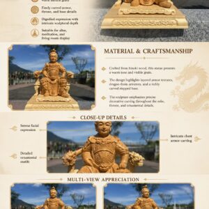 Nezha Wood Statue Third Prince Marshal Figurine, approved main product view.