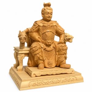 Nezha Wood Statue Third Prince Marshal Figurine, approved main product view.