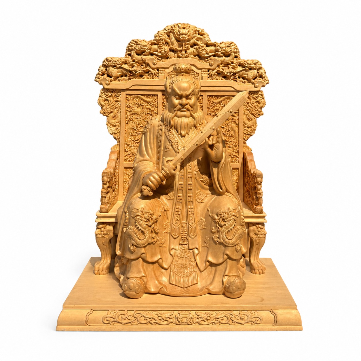 Zhang Daoling of Longhu Mountain Wood Statue, approved main product view.
