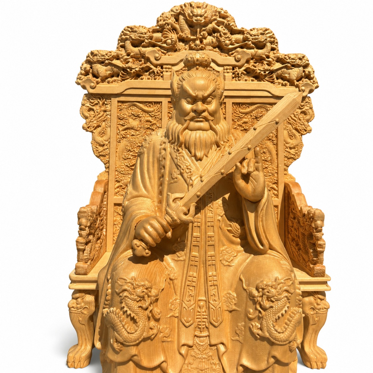 Zhang Daoling of Longhu Mountain Wood Statue, approved main product view.