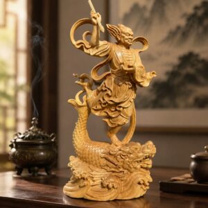 Kui Xing Wood Statue, approved main product view.