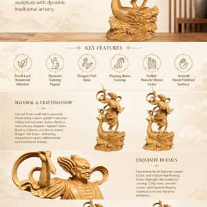 Kui Xing Wood Statue, approved detail product view.