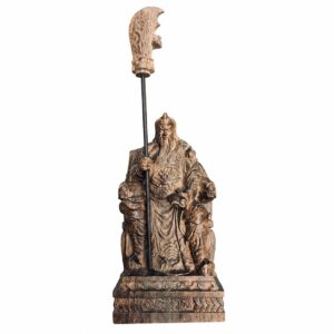 Approved product image of Guan Yu Reading Wood Statue. Inspect the listed facts separately.
