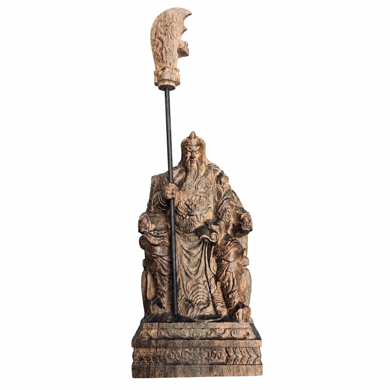 Approved product image of Guan Yu Reading Wood Statue. Inspect the listed facts separately.