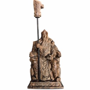 Approved product image of Guan Yu Reading Wood Statue. Inspect the listed facts separately.