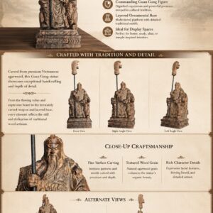 Approved product image of Guan Yu Reading Wood Statue. Inspect the listed facts separately.